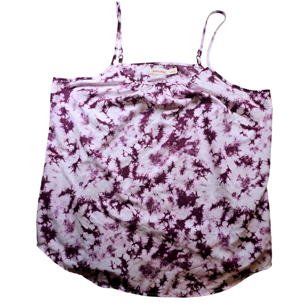 Faded Glory Purple Tie Dye Cami Top Womens Large 12-14 Adjustable Strap Summer